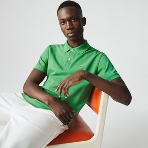 LACOSTE | l1221 classic fit organic cotton polo in green, size us small/fr 3
